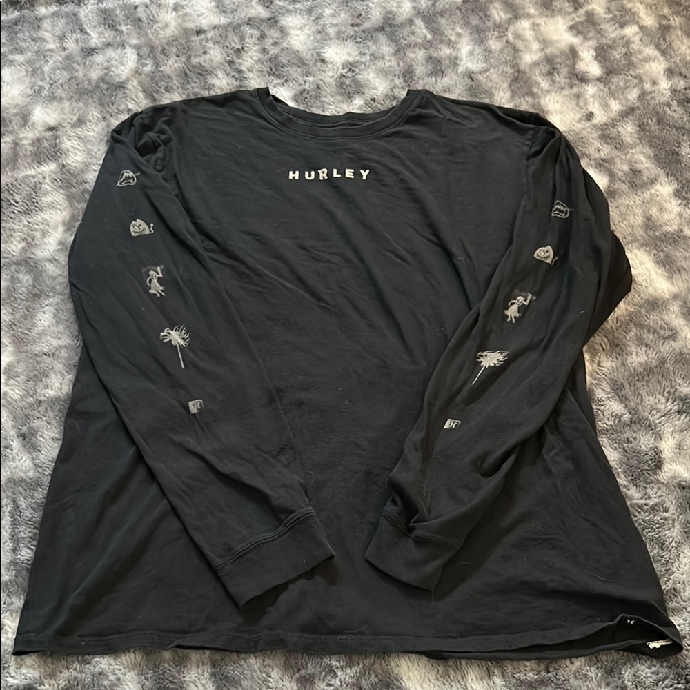 Hurley Men's Black Graphic Long Sleeve Shirt